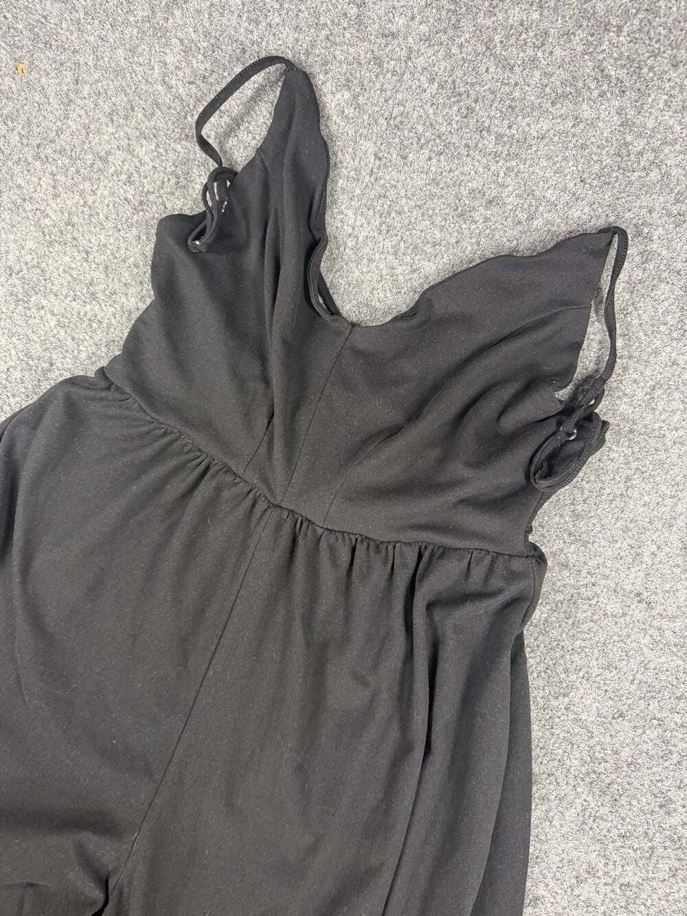 Women's Black Spaghetti Strap Adjustable Wide Leg Casual Jumpsuit Romper - Picture 2 of 9
